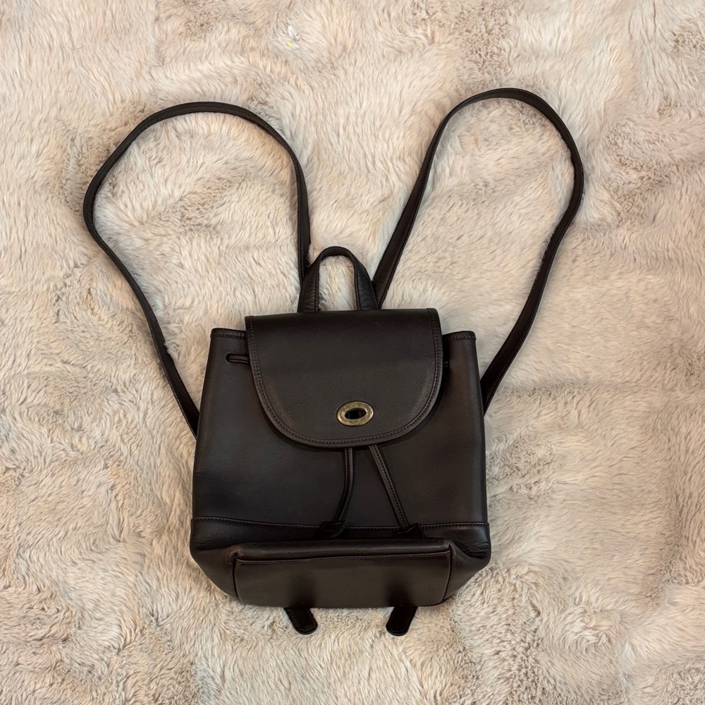 Coach Black Backpack with Flap Closure
